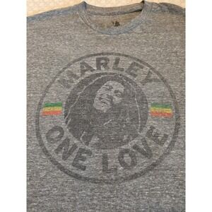 Bob Marley One Love Men's Large T Shirt Tee Short Sleeve Crew Neck Gray